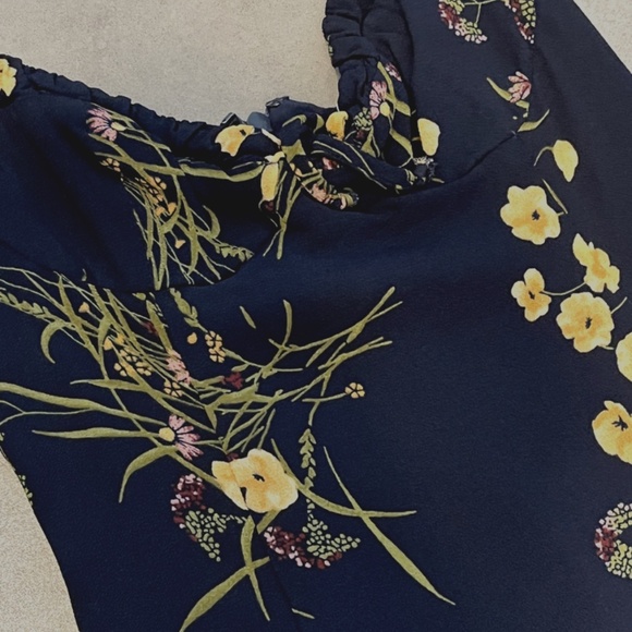 Reformation Black Floral Midi Dress - Picture 2 of 7